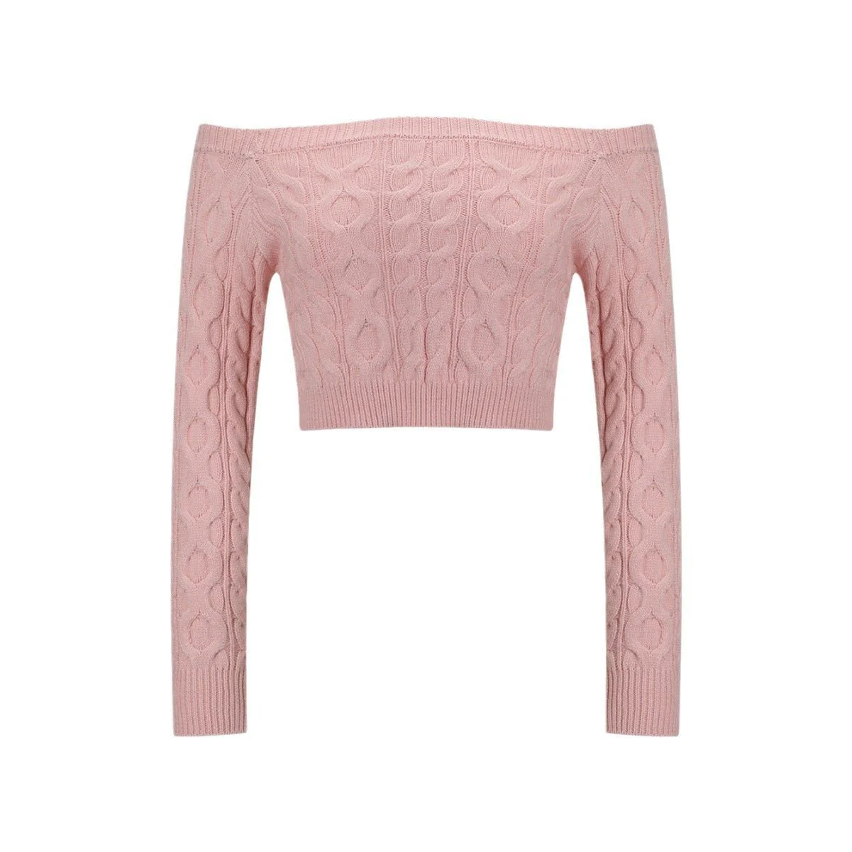 The Chic Twist | Women's Off-Shoulder Twist Knit Cropped Sweater - Image 6