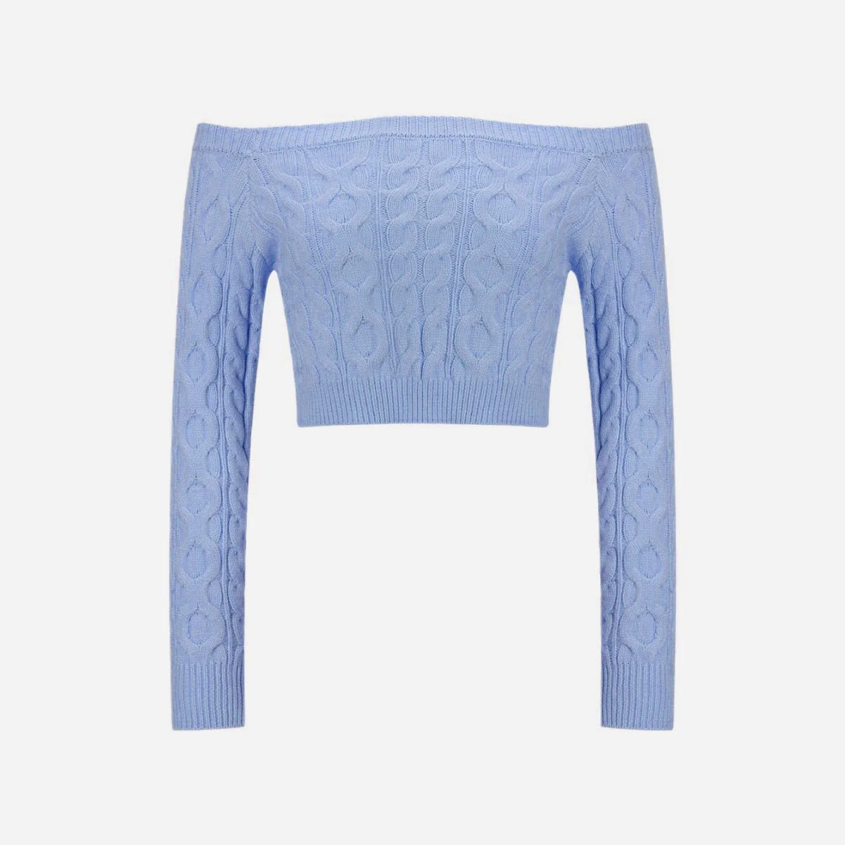 The Chic Twist | Women's Off-Shoulder Twist Knit Cropped Sweater - Image 7
