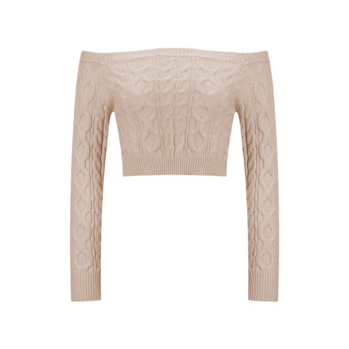 The Chic Twist | Women's Off-Shoulder Twist Knit Cropped Sweater - Image 8