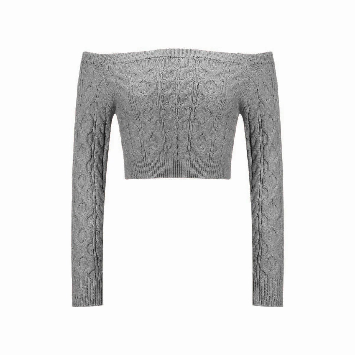 The Chic Twist | Women's Off-Shoulder Twist Knit Cropped Sweater - Image 9