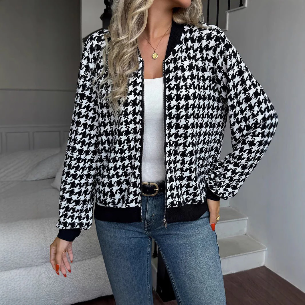 The Classic Grid | Women's Thousand Bird Check Zipper Jacket