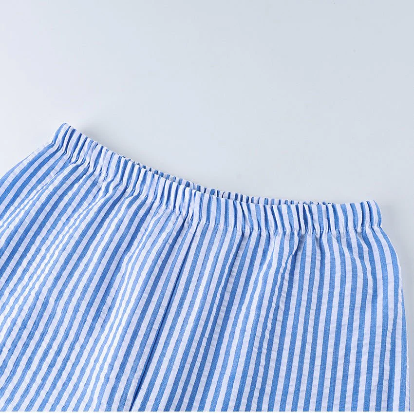 The Coastal Chic | Striped 3-Piece Cotton-Blend Loungewear Set - Image 10