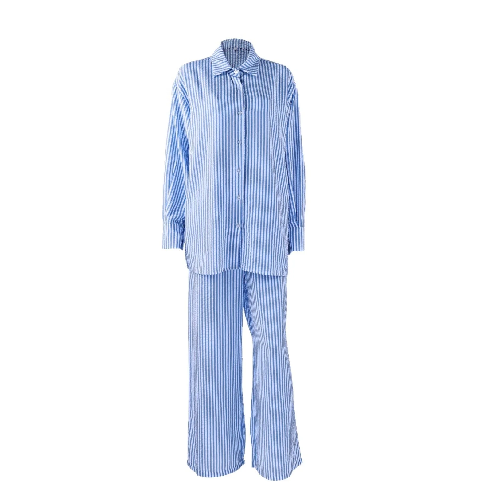 The Coastal Chic | Striped 3-Piece Cotton-Blend Loungewear Set - Image 5
