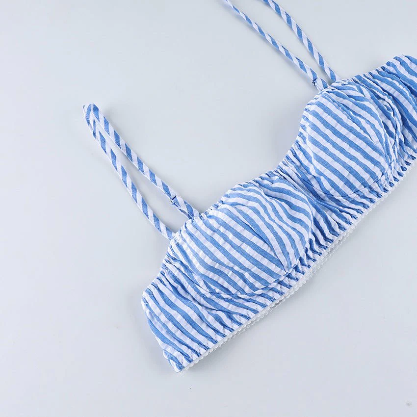 The Coastal Chic | Striped 3-Piece Cotton-Blend Loungewear Set - Image 9
