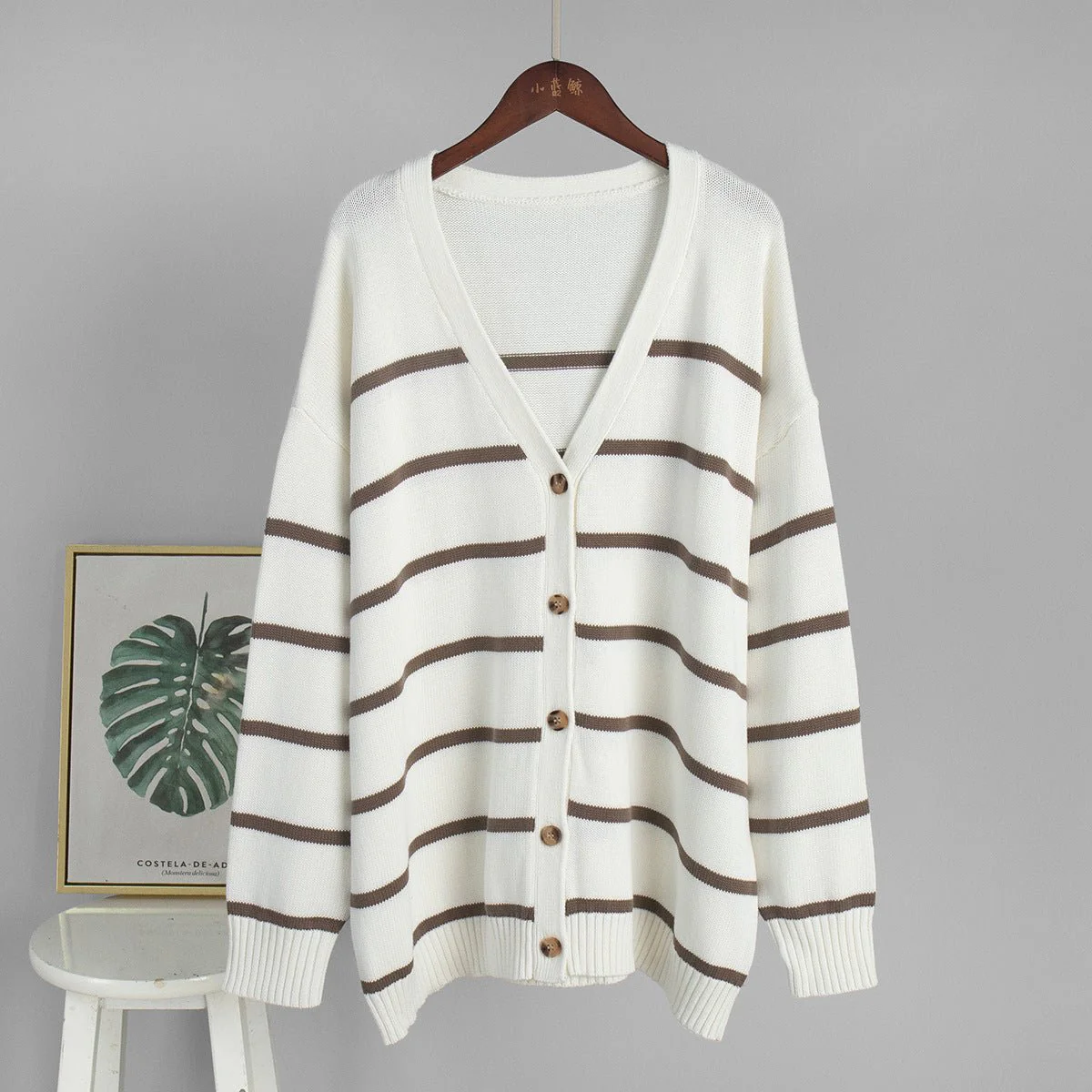 The Color-Block Comfort | Solid Color-Block V-Neck Cardigan Sweater FD - Image 8