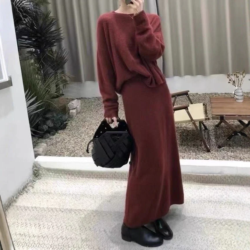 The Commuter Elegance | Two-Piece Sweater & Straight Skirt Set - Image 3