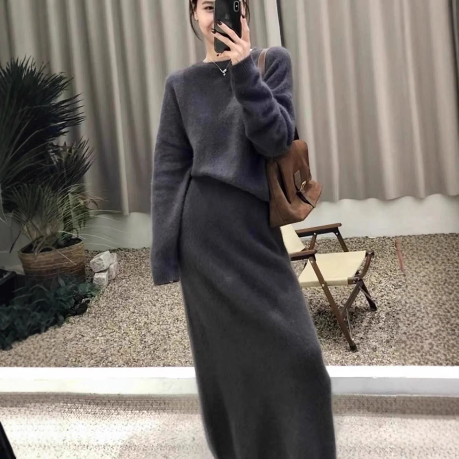 The Commuter Elegance | Two-Piece Sweater & Straight Skirt Set - Image 4