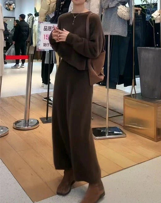 The Commuter Elegance | Two-Piece Sweater & Straight Skirt Set - Image 6
