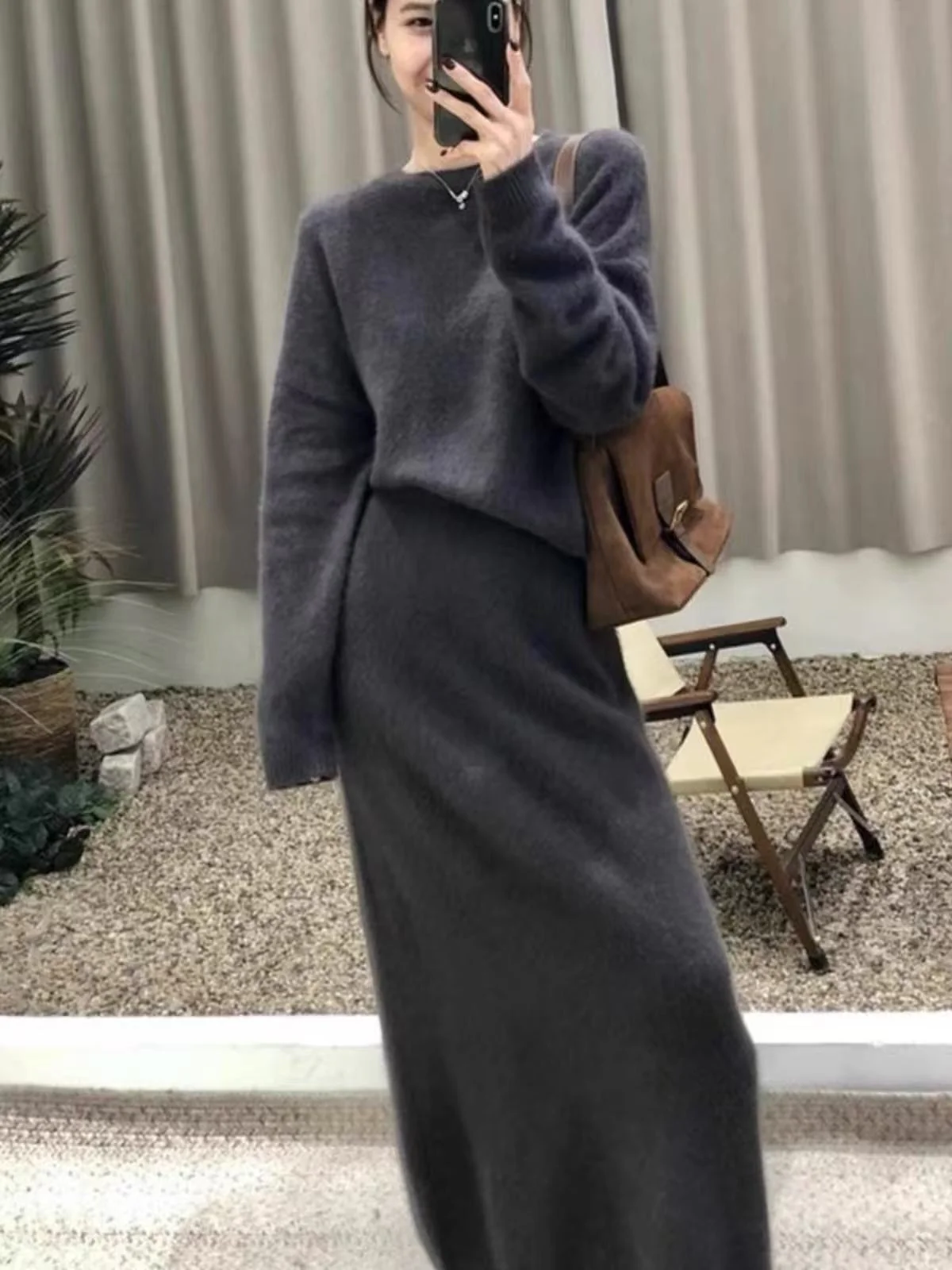 The Commuter Elegance | Two-Piece Sweater & Straight Skirt Set - Image 7