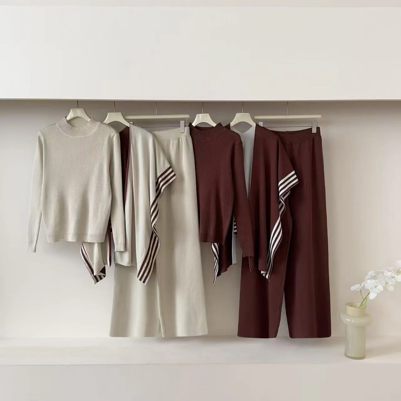 The Commuter Harmony | Women's Solid Color Long-Sleeve Top & Pants Set
