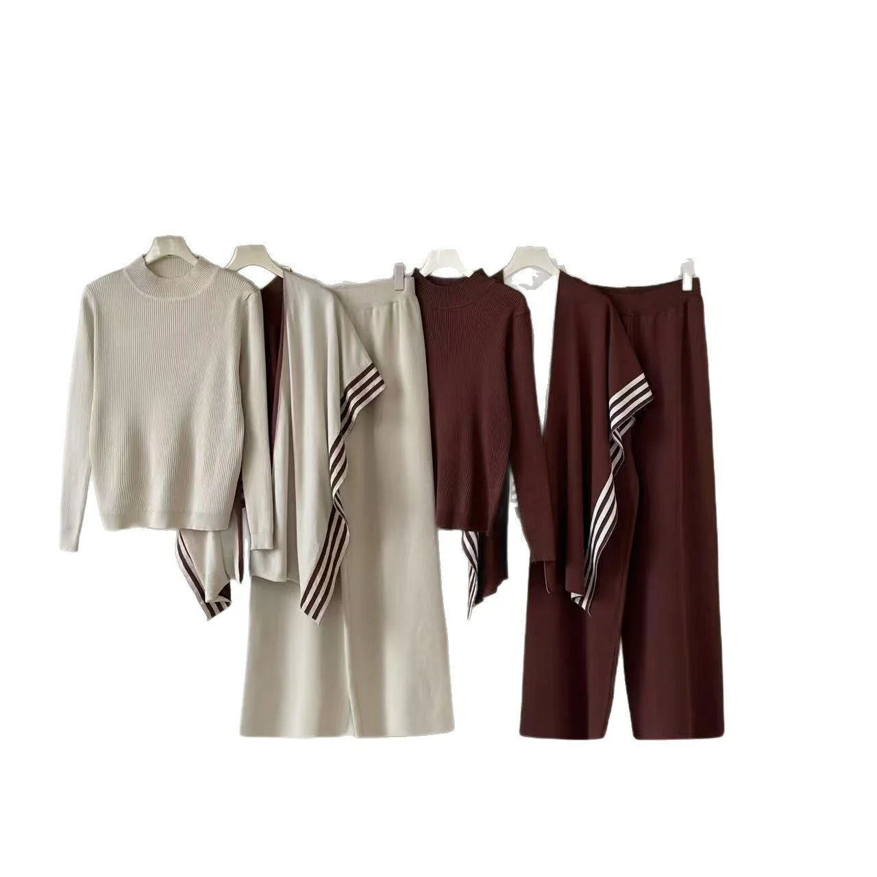 The Commuter Harmony | Women's Solid Color Long-Sleeve Top & Pants Set - Image 3