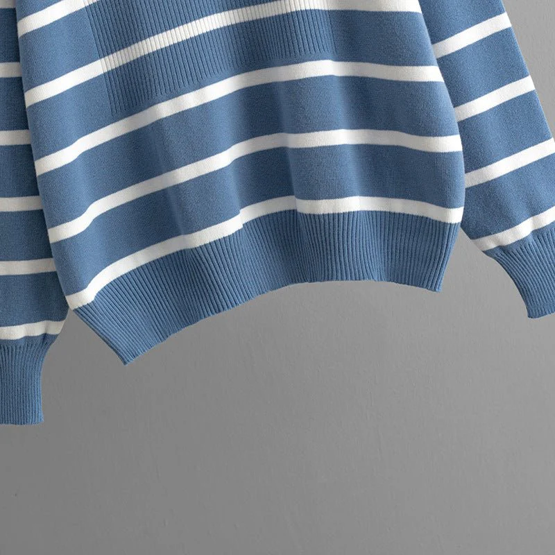 The Contrast Charm | Striped V-Neck Knitted Top & Wide-Leg Pants Set FD - Image 11