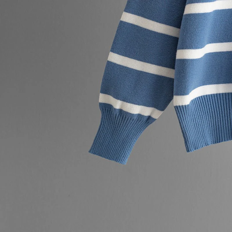 The Contrast Charm | Striped V-Neck Knitted Top & Wide-Leg Pants Set FD - Image 14