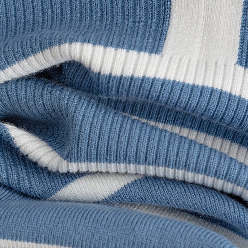The Contrast Charm | Striped V-Neck Knitted Top & Wide-Leg Pants Set FD - Image 15