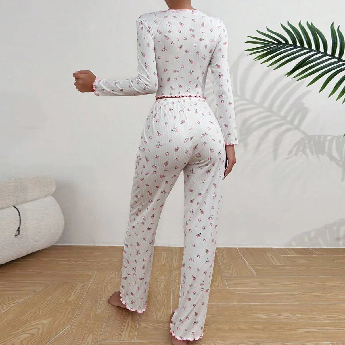 The Cozy Bow | Hooded Lapel Bow Long-Sleeve Pants Set - Image 8