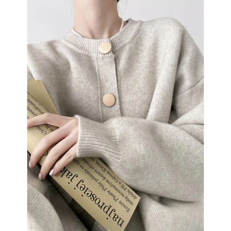 The Cozy Buckle | Women's Crew Neck Multi-Button Knit Cardigan - Image 6