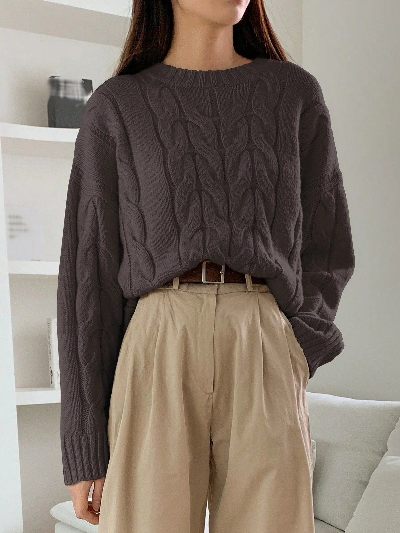 The Cozy Cable | Women's Twisted Flower Knit Pullover Sweater - Image 10