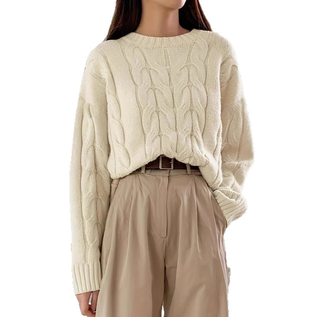 The Cozy Cable | Women's Twisted Flower Knit Pullover Sweater - Image 5