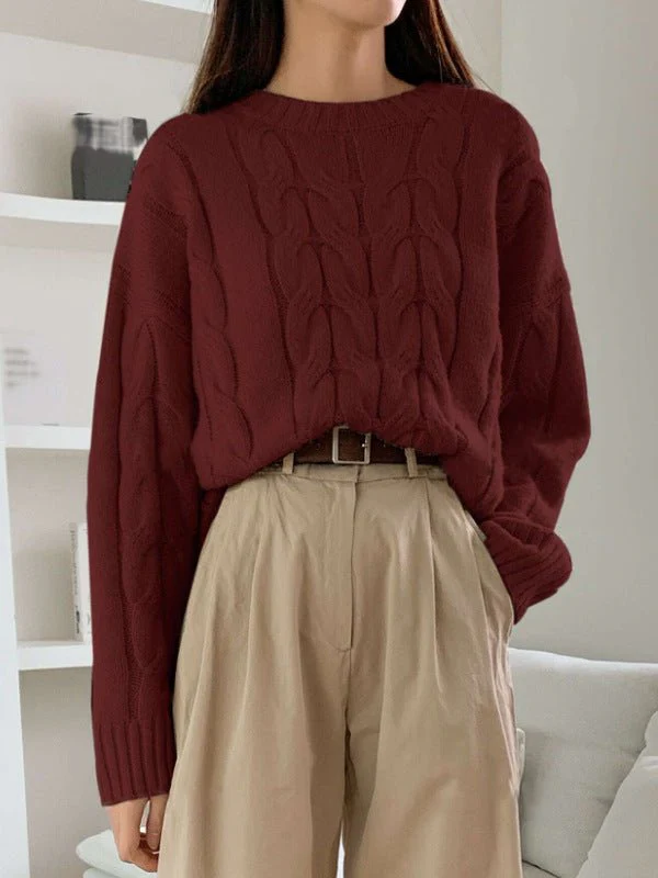 The Cozy Cable | Women's Twisted Flower Knit Pullover Sweater - Image 7