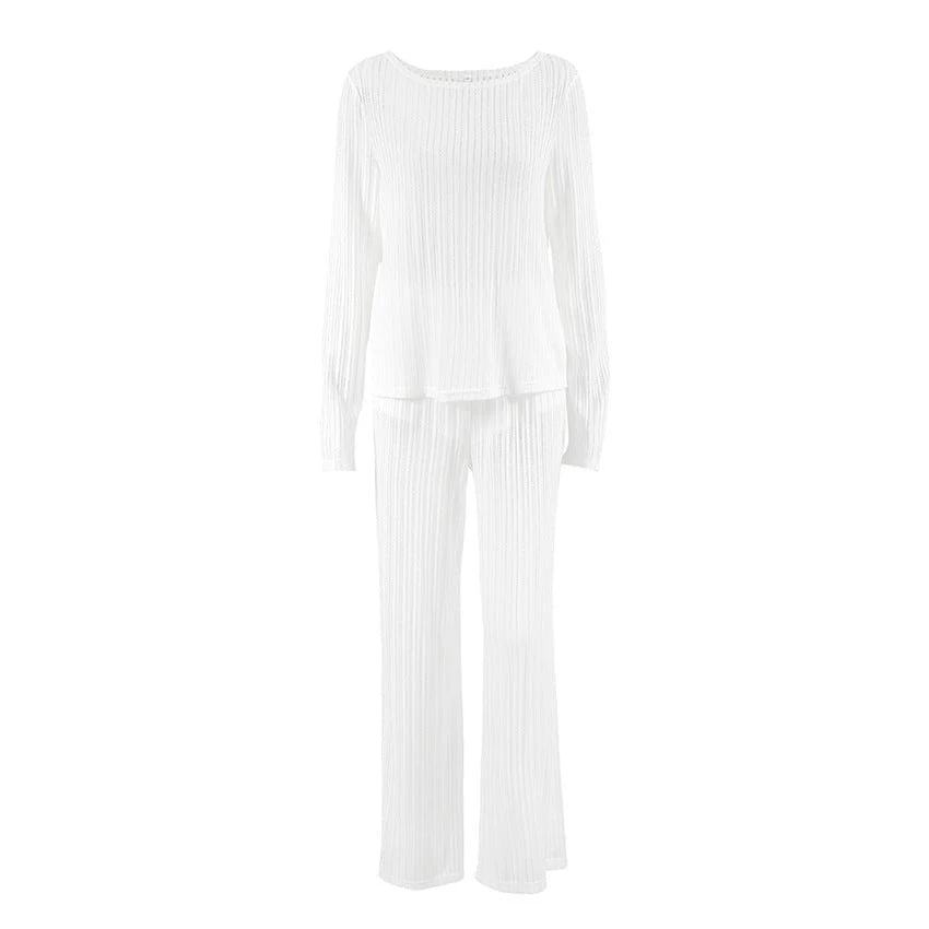 The Cozy Cloud Set | Women's Knit Hollow Long-Sleeve Pajama Set - Image 5