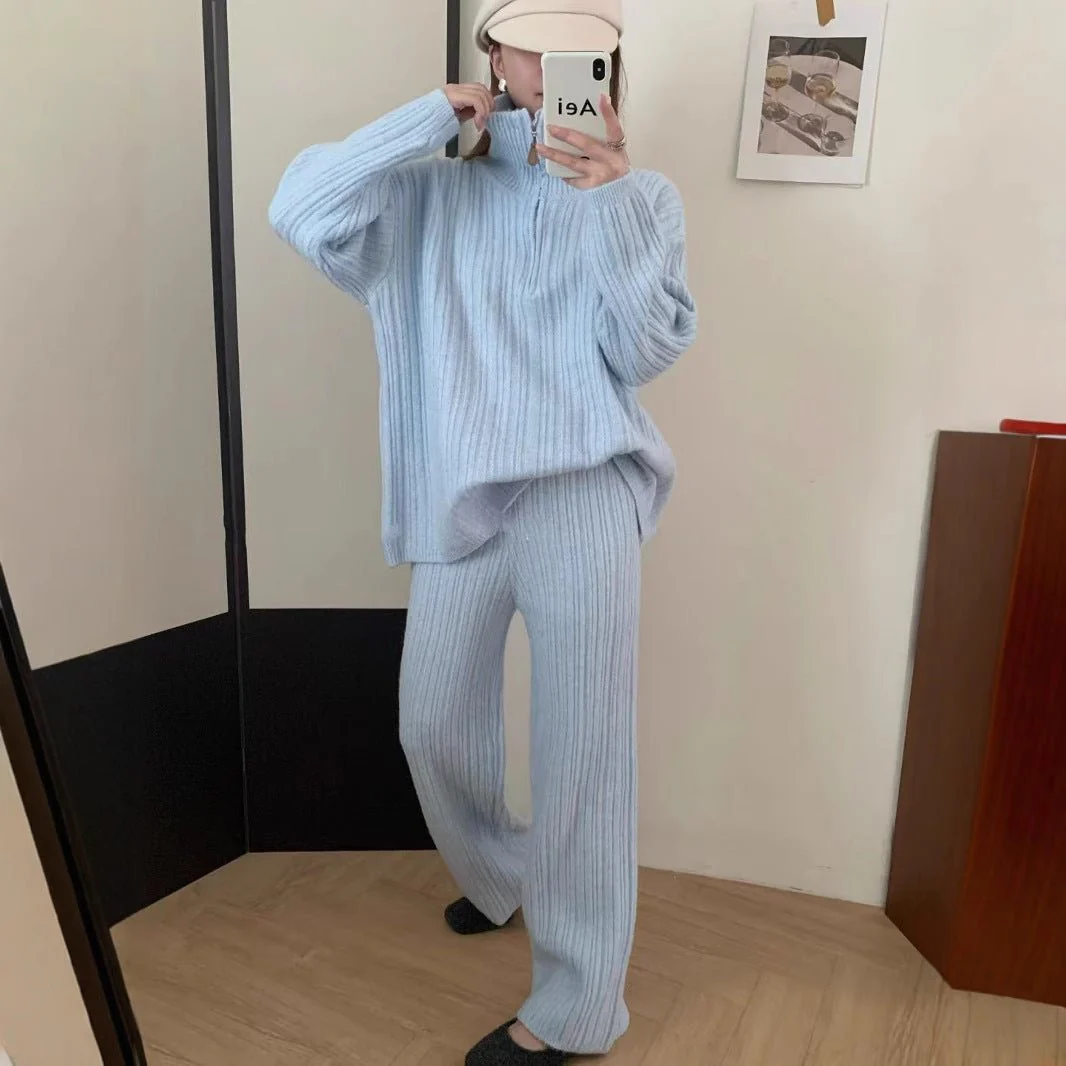 The Cozy Harmony | Women's Wool Blend Two-Piece Lounge Set - Image 2
