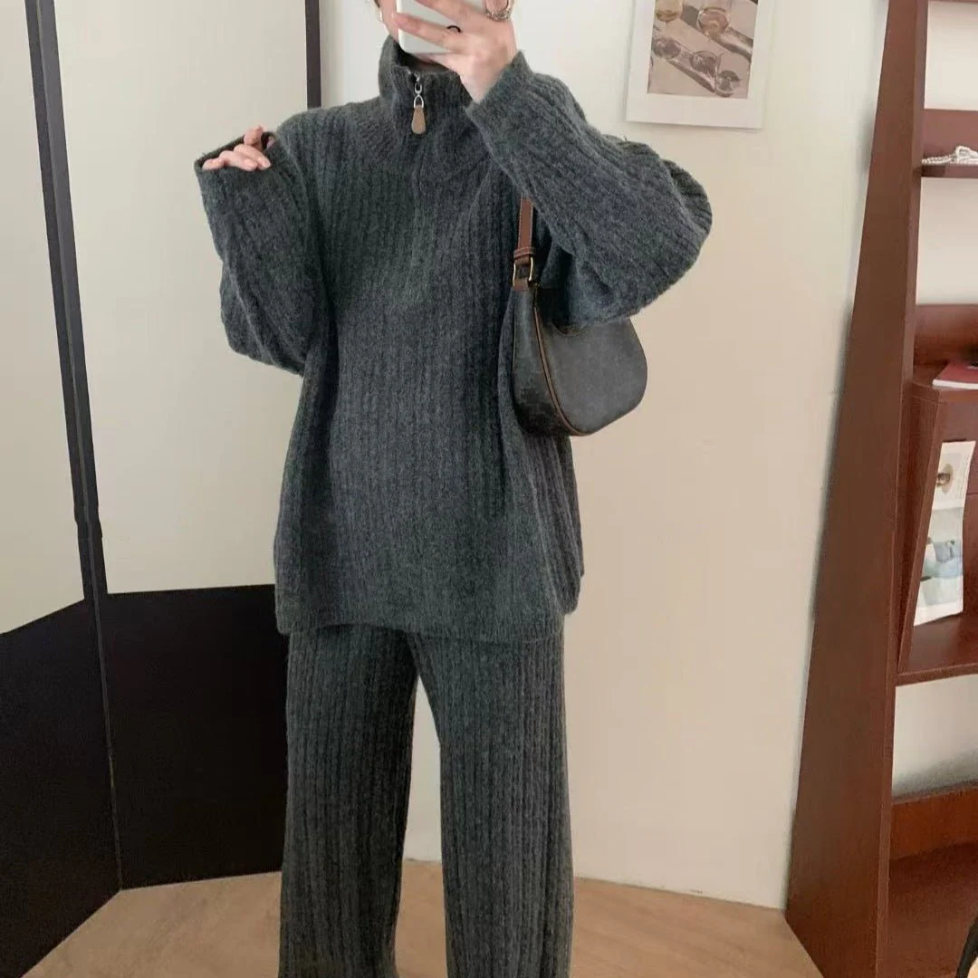 The Cozy Harmony | Women's Wool Blend Two-Piece Lounge Set - Image 3