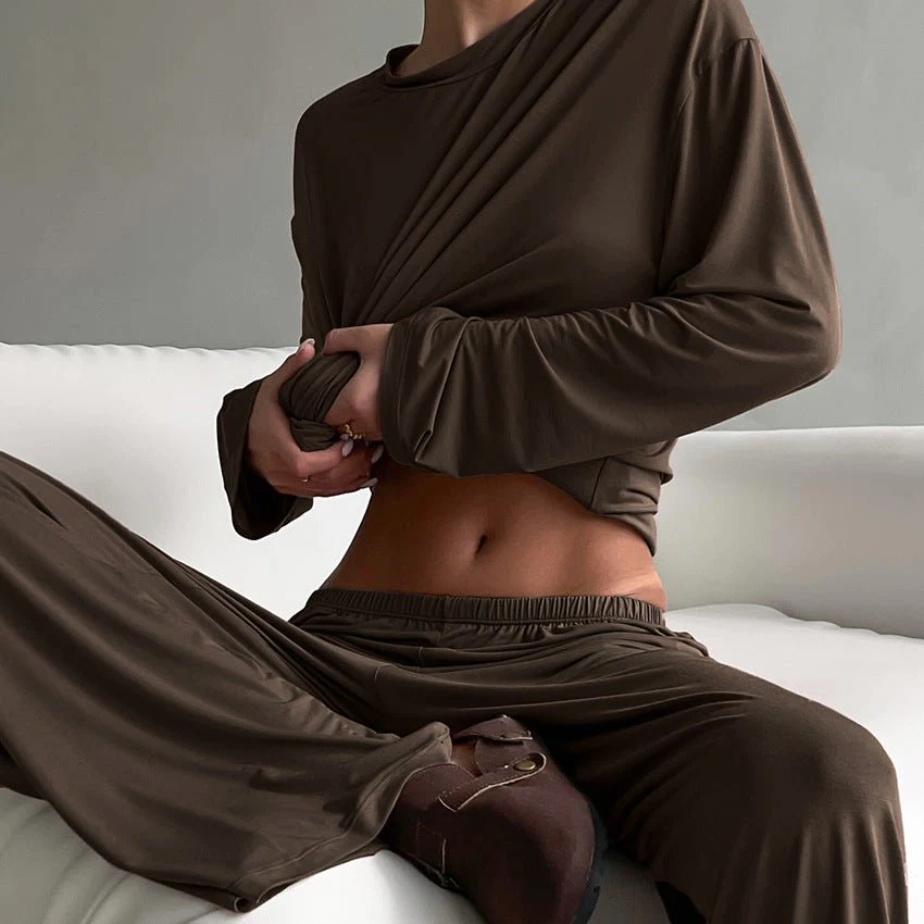 The Cozy Knit | Solid Color Hooded Long-Sleeve Pajama Set
