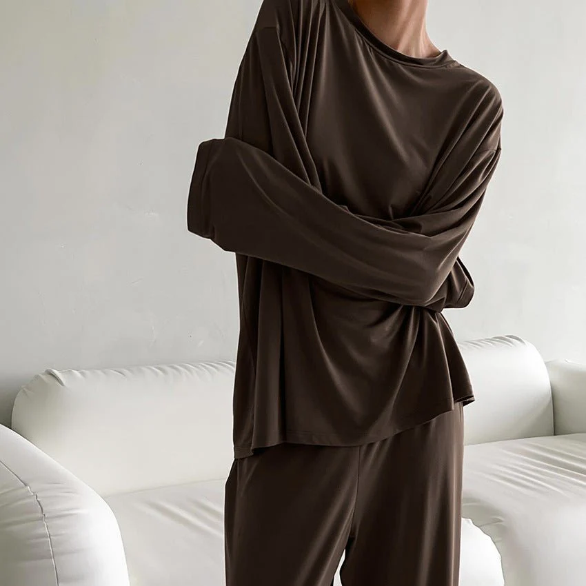 The Cozy Knit | Solid Color Hooded Long-Sleeve Pajama Set - Image 3