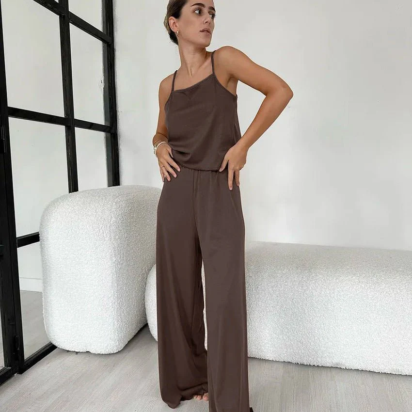 The Cozy Knit | Solid Color Sleeveless Suspender Pants Set