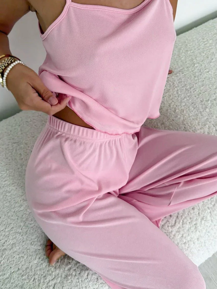The Cozy Knit | Solid Color Sleeveless Suspender Pants Set - Image 25