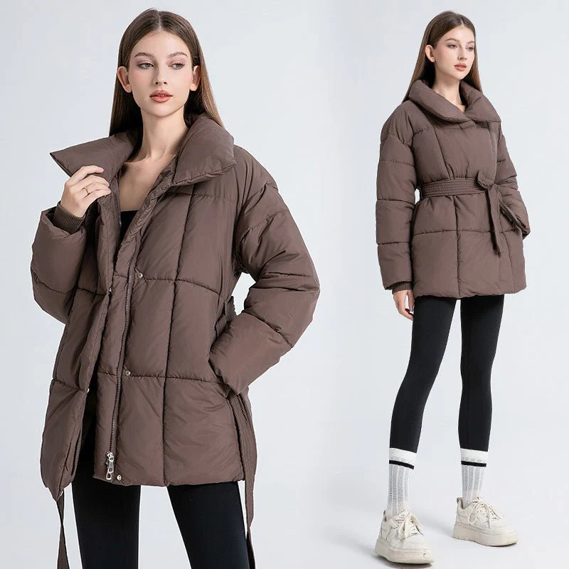The Cozy Lapel | Women's Loose Mid-Length Puffer Coat (FD) - Image 3