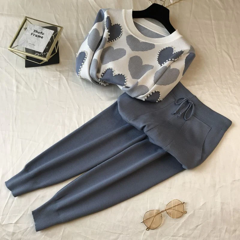 The Cozy Leisure | Women's Long-Sleeve Knitted Sweater & Pants Two-Piece Set - Image 2
