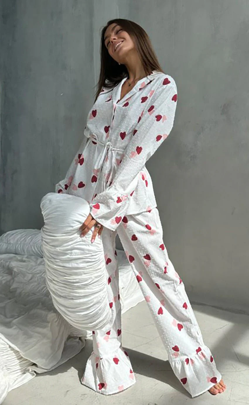 The Cozy Love | Love Print Cotton Long-Sleeve Pajama Set - Image 30