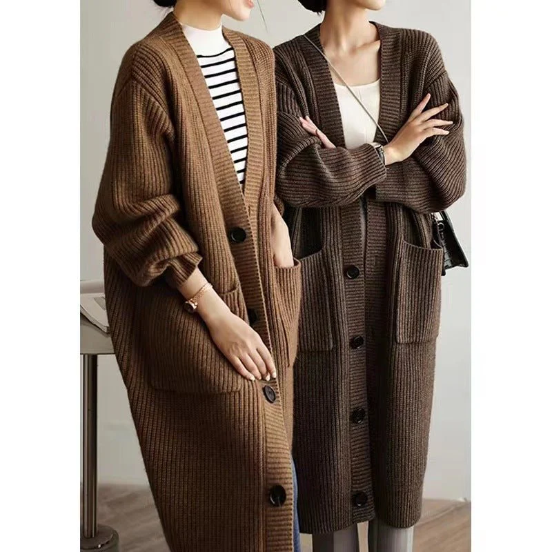 The Cozy Pocket | Solid Color V-Neck Thick Knit Cardigan