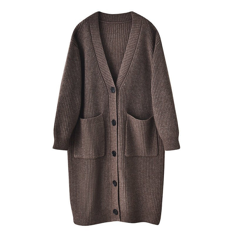 The Cozy Pocket | Solid Color V-Neck Thick Knit Cardigan - Image 4