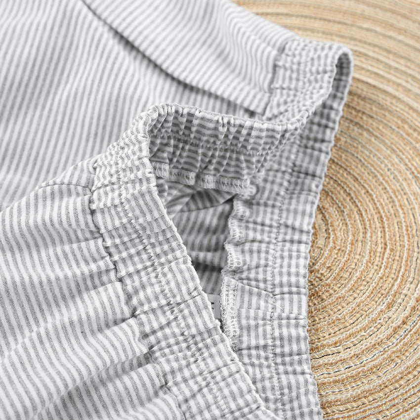 The Cozy Stripe | Knitted Striped Short-Sleeve Shorts Pajama Set - Image 6