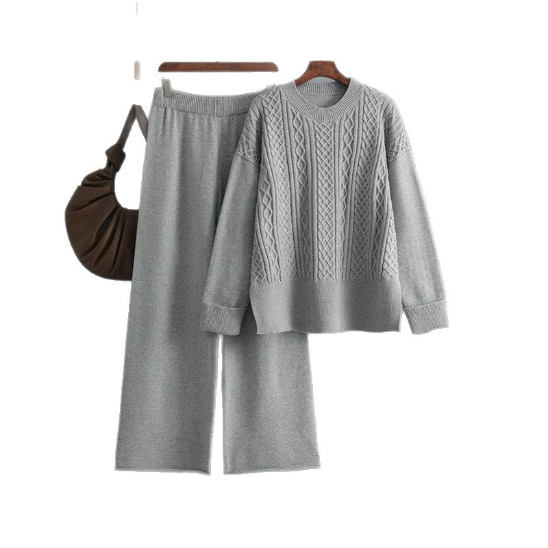 The Cozy Twist | Solid Color Twist Knit Sweater & Wide-Leg Pants Set FD - Image 5
