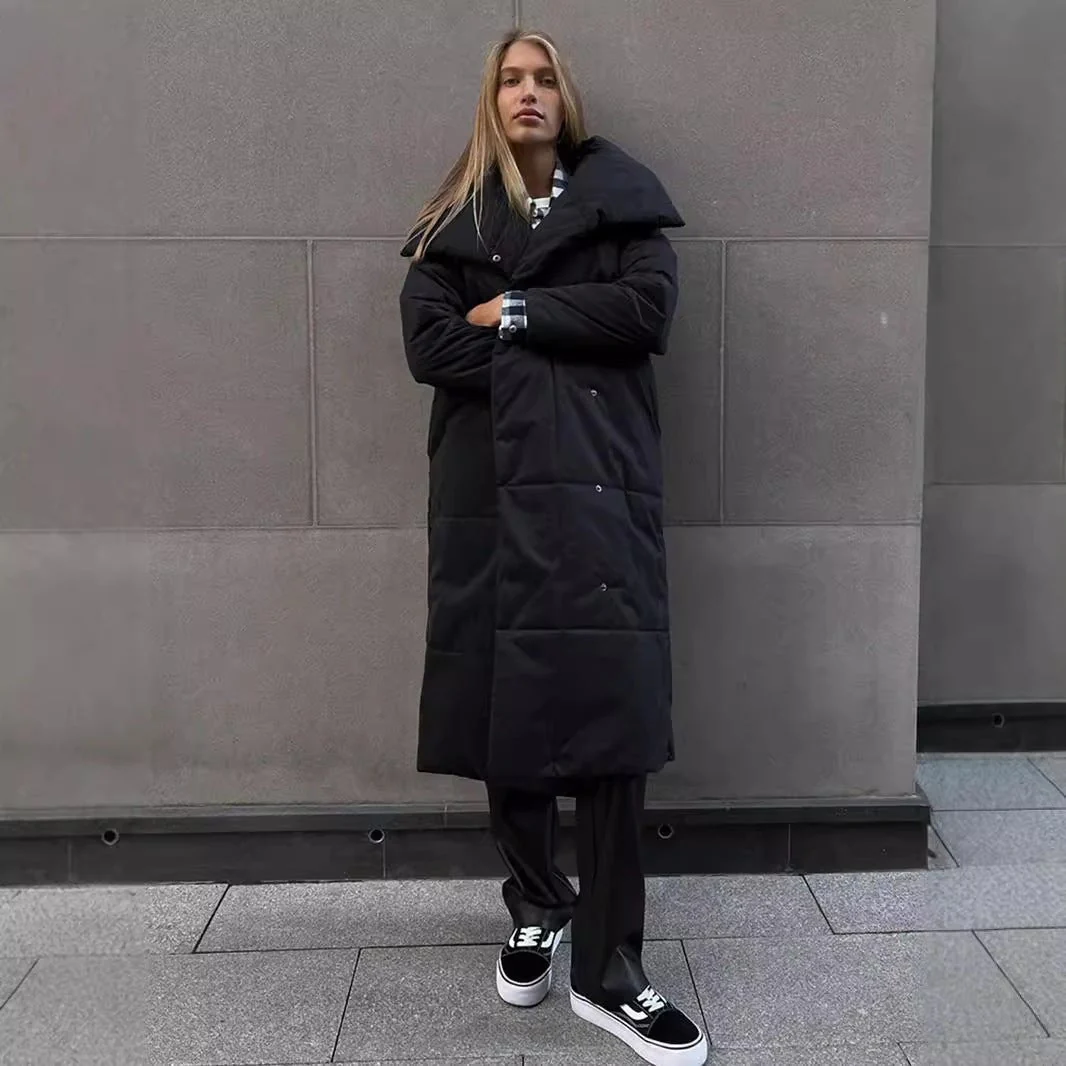 The Cozy Wanderer | Women's Long Belted Cotton-Padded Coat - Image 2