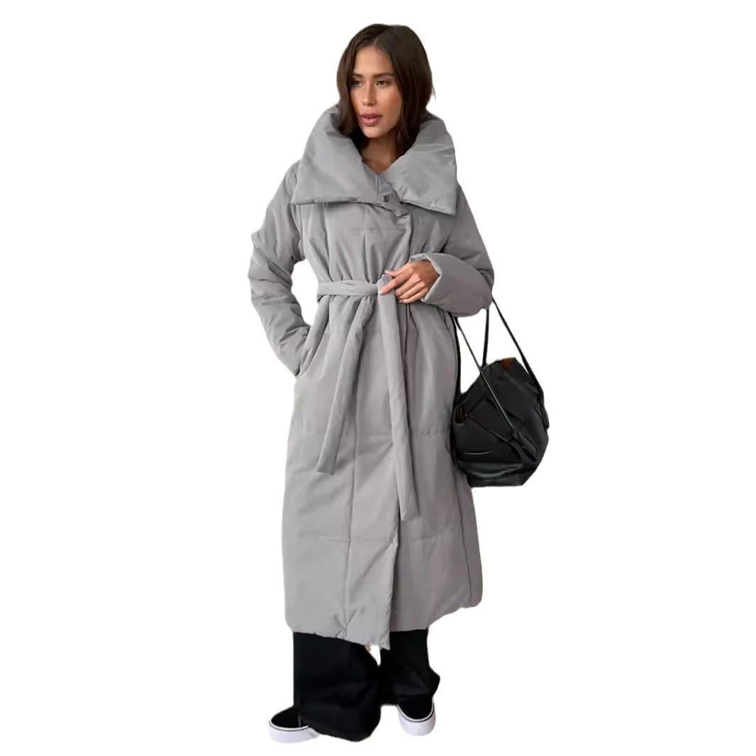 The Cozy Wanderer | Women's Long Belted Cotton-Padded Coat - Image 5