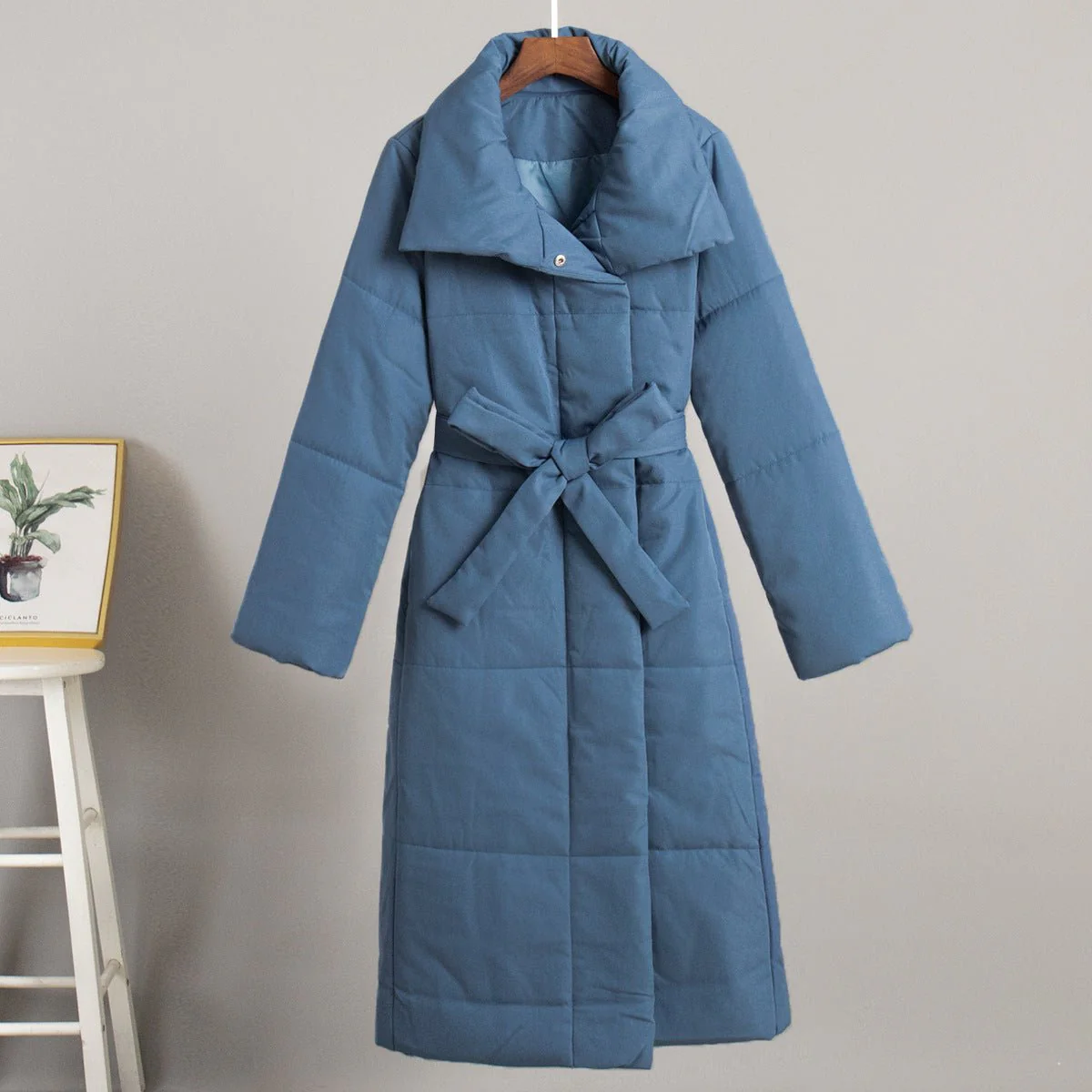 The Cozy Wanderer | Women's Long Belted Cotton-Padded Coat - Image 7