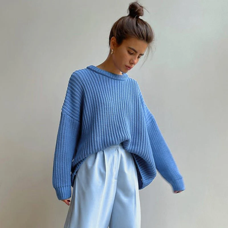 The Cozy Whisper | Women's Loose Crew Neck Knitted Sweater - Image 11