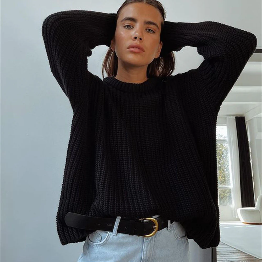 The Cozy Whisper | Women's Loose Crew Neck Knitted Sweater - Image 4