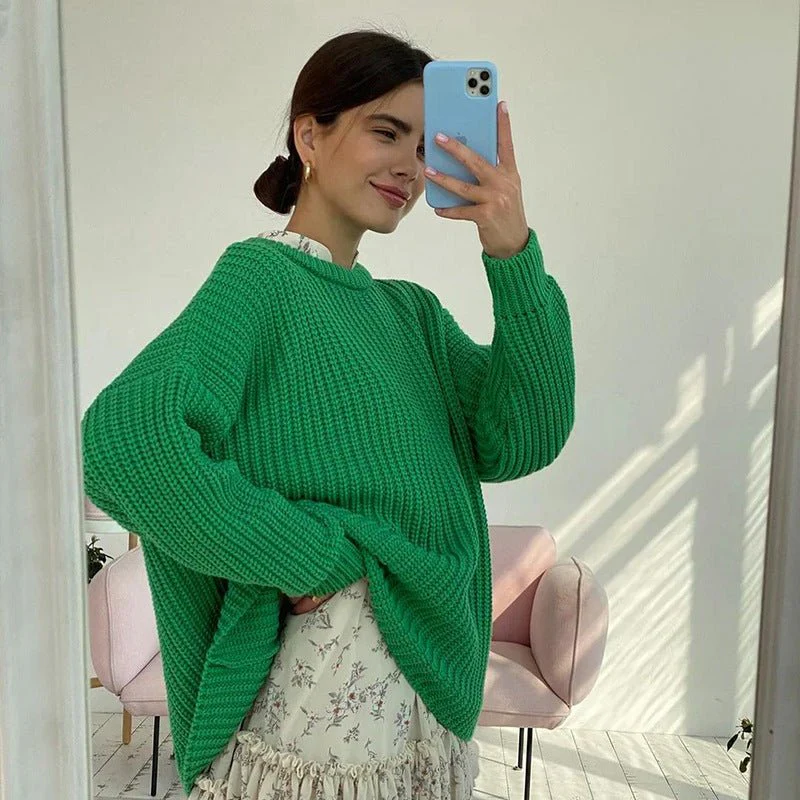 The Cozy Whisper | Women's Loose Crew Neck Knitted Sweater - Image 7