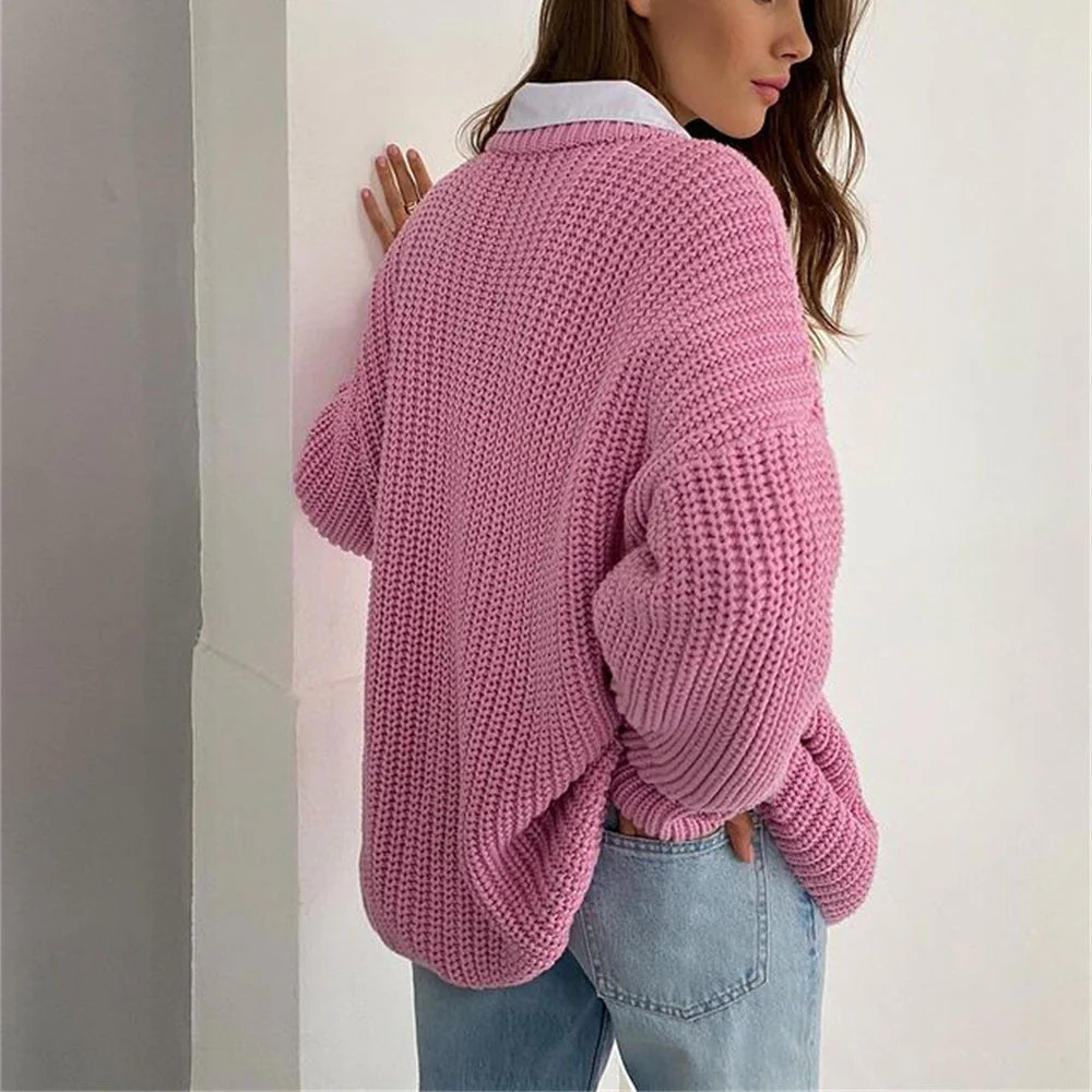 The Cozy Whisper | Women's Loose Crew Neck Knitted Sweater - Image 9