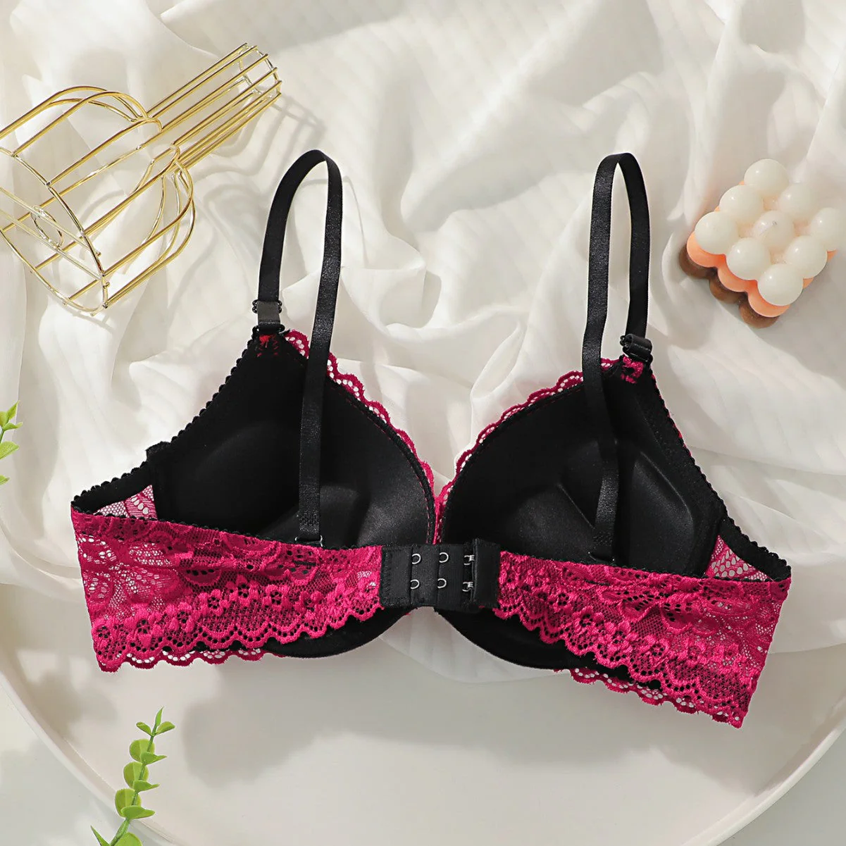 The Crimson Allure | Women's Lace Underwire Push-Up Bra - Image 4