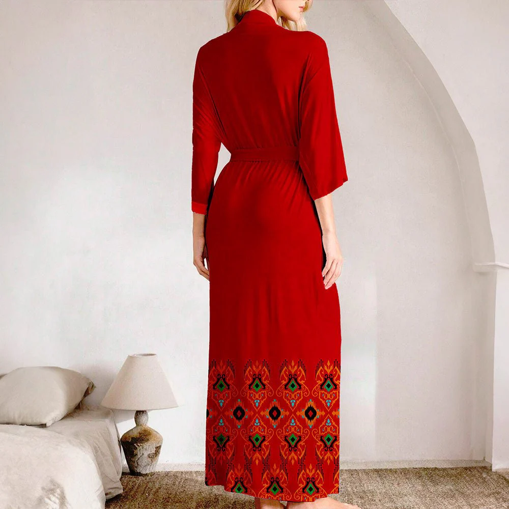 The Crimson Allure | Women's Plus-Size Satin Chiffon Ice Silk Nightgown - Image 3