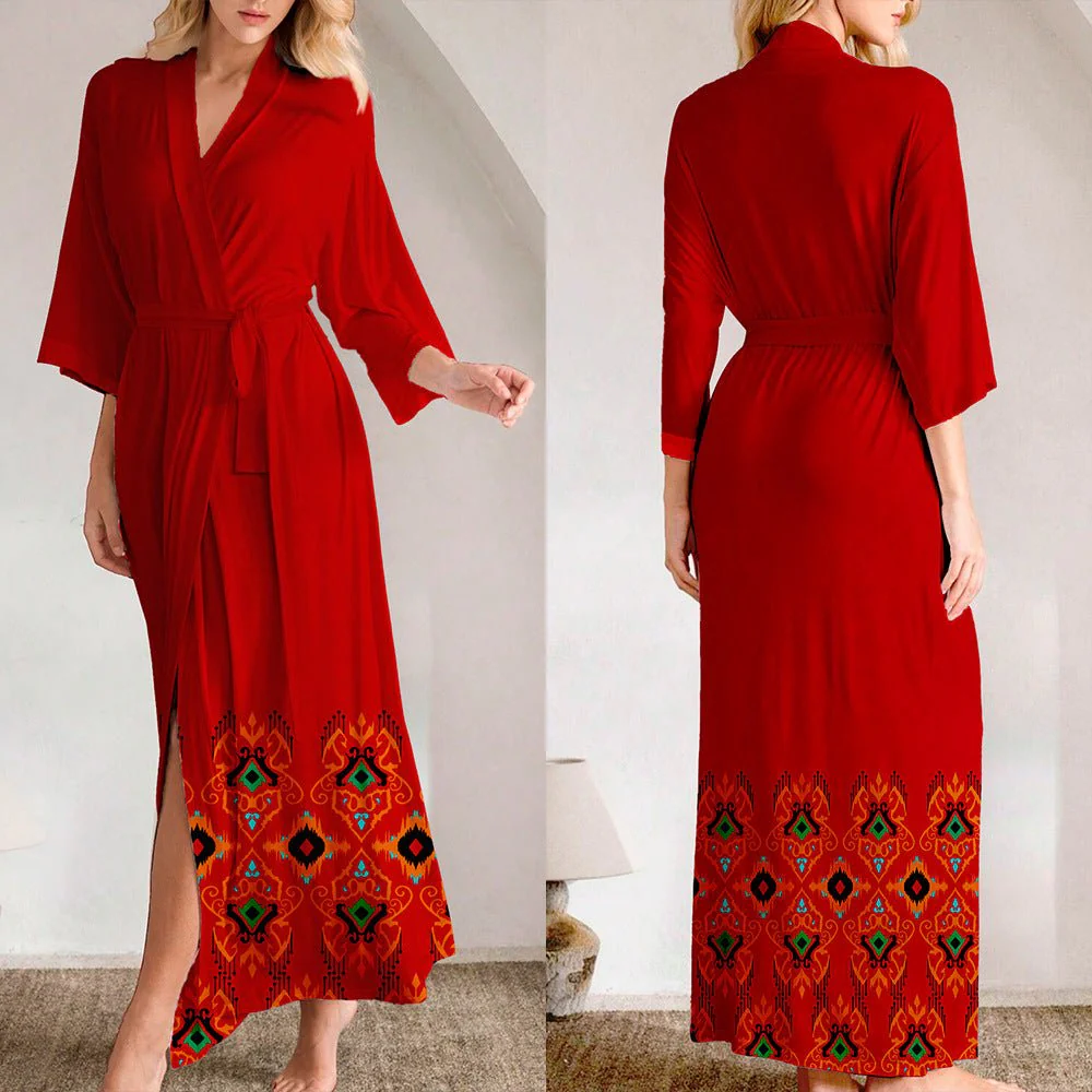 The Crimson Allure | Women's Plus-Size Satin Chiffon Ice Silk Nightgown - Image 6