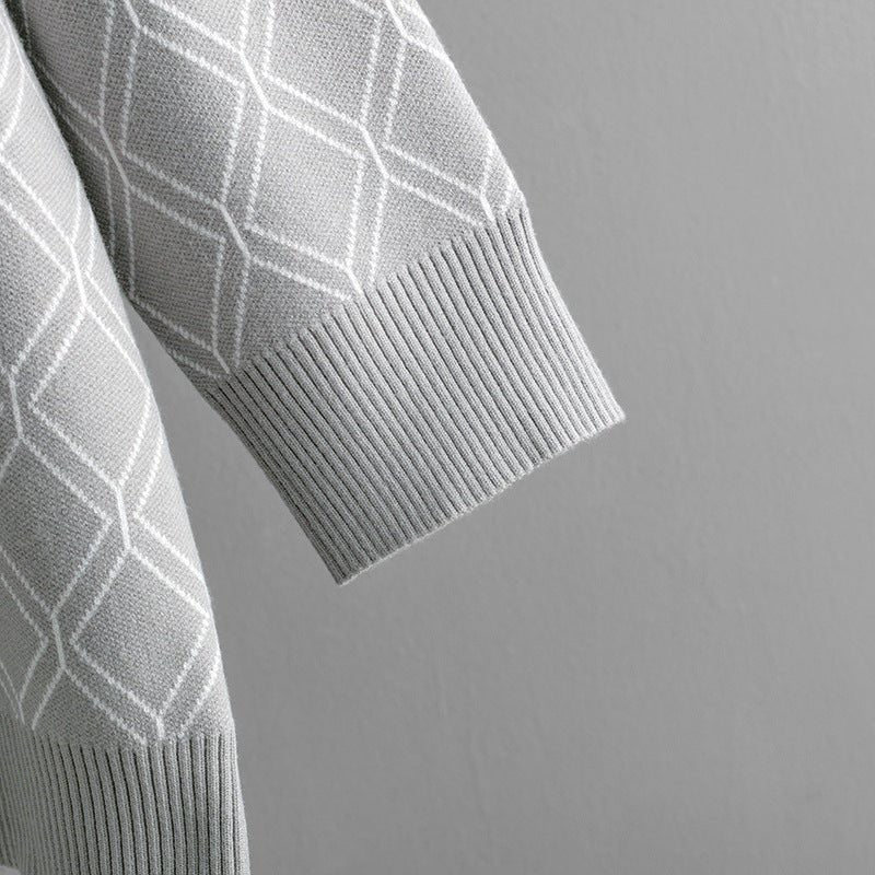 The Diamond Grace | Women's V-Neck Diamond Pattern Knit Cardigan FD - Image 7