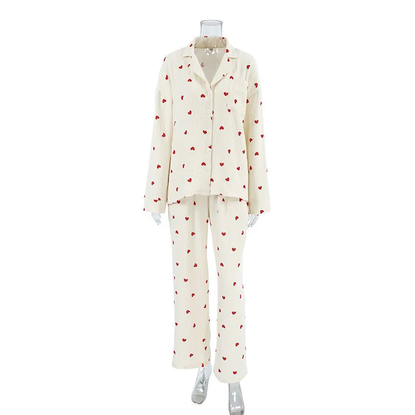 The Dreamer’s Duo | 100% Cotton Heart-Print Pajama Set - Image 5