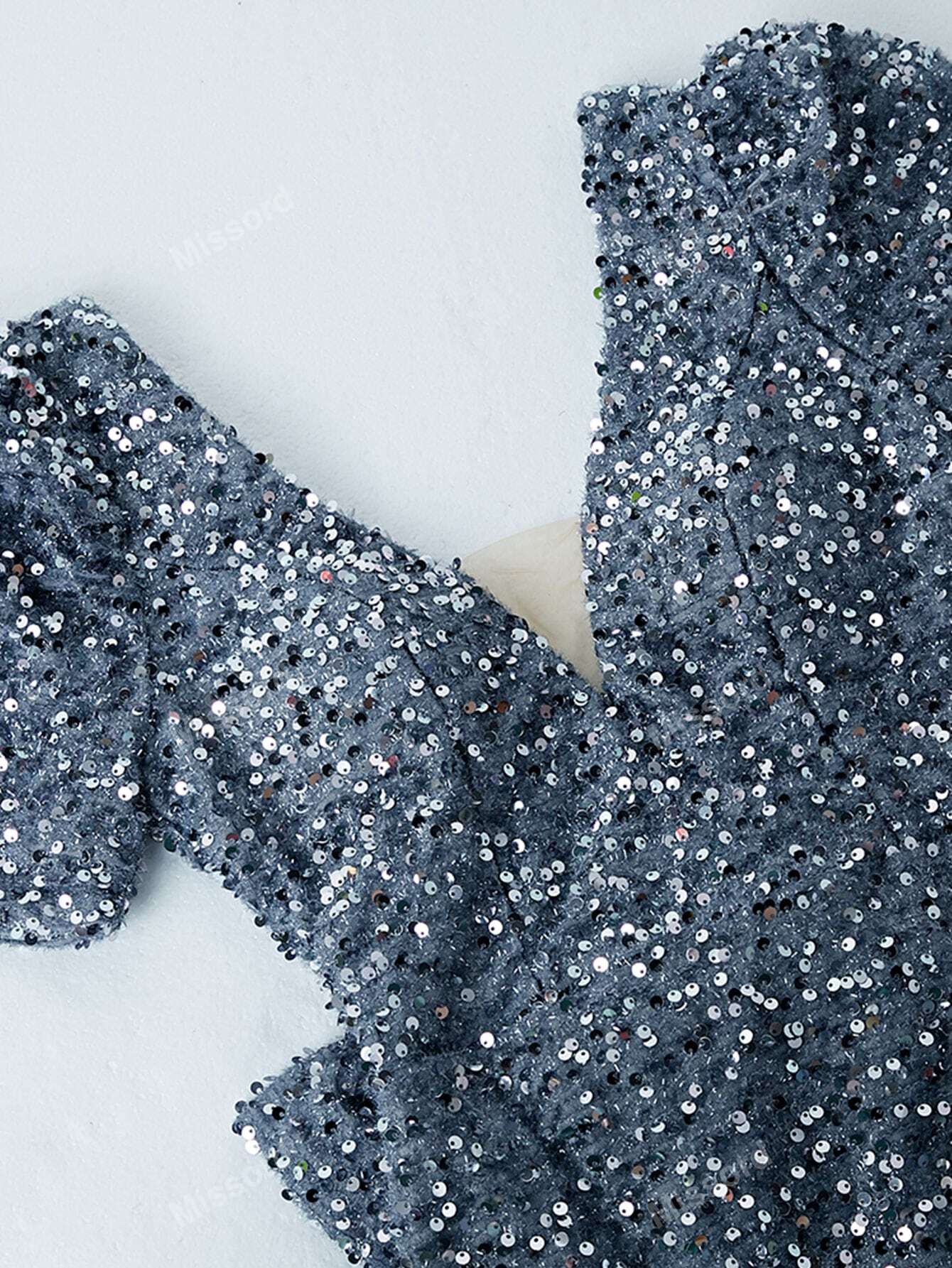The Dusty Glow | Puff Sleeve V-Back Sequin Maxi Formal Gown FD - Image 12